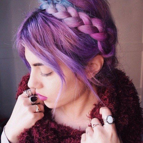 Pastel Purple Milkmaid Braids