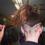 Patterned Undercut with Ponytail Wavy Ponytails