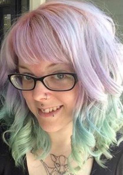 Pink and Blue with Messy waves- Pastel blue hairstyles