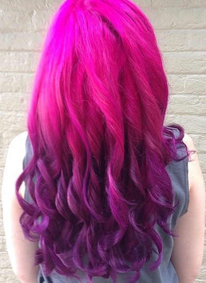 Pink and Purple Combo- Pink ombre hairstyles