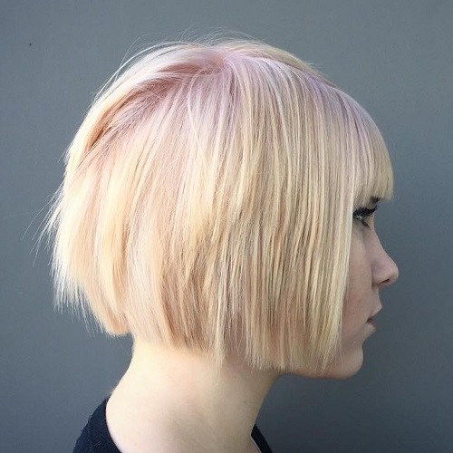 Platinum and Pink Short Straight Hairstyles and Haircuts
