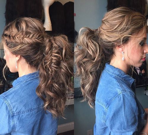 Ponytail with a Braided Element Wavy Ponytail hairstyles