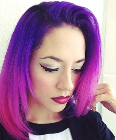 Purple to Cool Pink ombre hairstyles