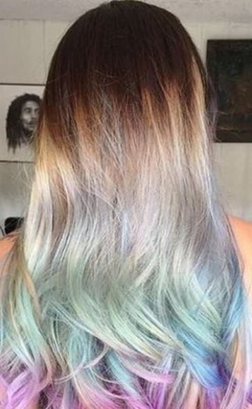 Rainbow Ombre Waves- Pastel blue hairstyles