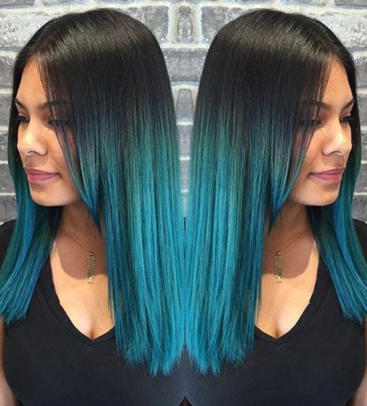 Raven Hair with Turquoise Blue Ombre hairstyles
