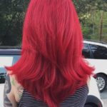 Red Hair “V” Cut- Hairstyles for medium hair length