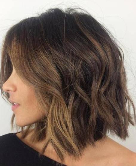 Shaggy Brunette Bob with Face Framing Balayage- Bob hairstyles