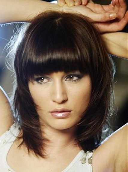 Short Layered Hair with Blunt Bangs- Short layered hairstyles