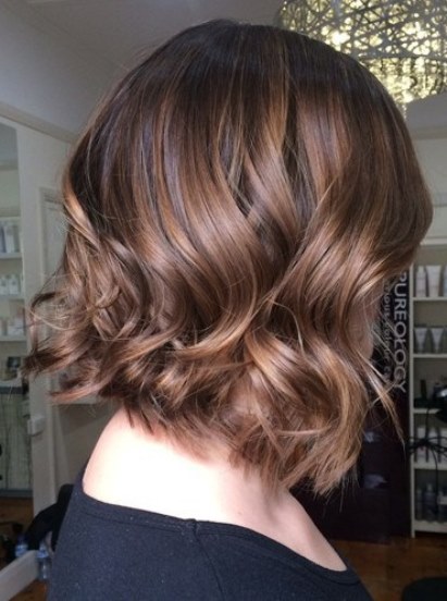 Short wavy brown bob- brown Balayage Short Hair Looks