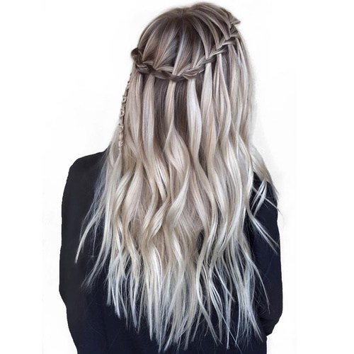 Silver and Smoke Waterfall Braid Styles