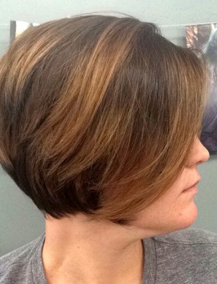 Stacked Bob with Balayage- brown Balayage short hair looks