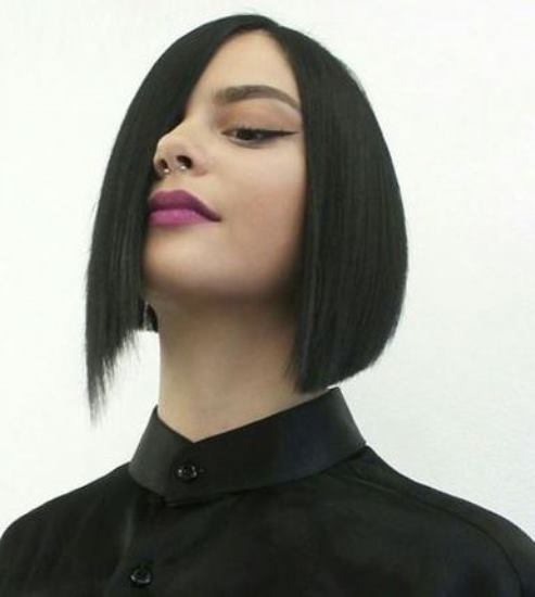 Straight and Sleek Black Bob-Asymmetrical bobs