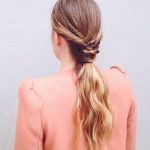 Twisted Low Ponytail with Double Braids Wavy Ponytails