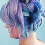 Twisted Updo with Blue and Purple Highlights- Pastel blue hairstyles