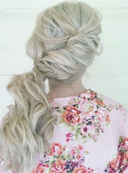 Twisted and Pinned Blonde Ponytail- Side ponytail hairstyles