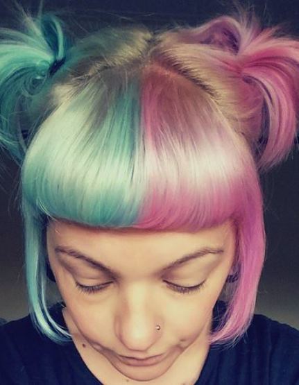 Two Tone Color- Pastel pink hairstyles