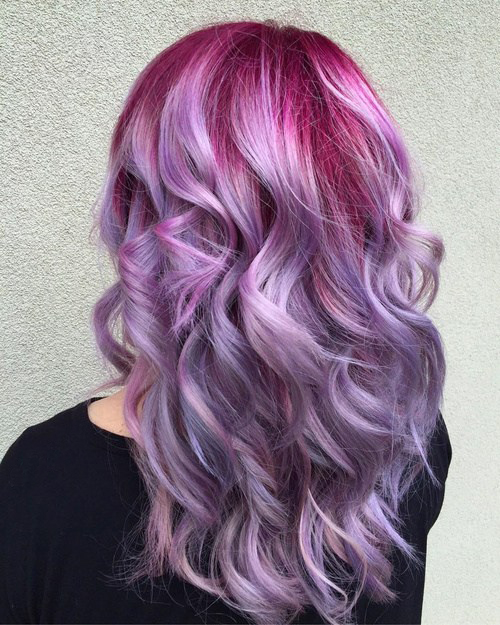 Voluminous Curly Pastel Hair Pastel Purple Hair