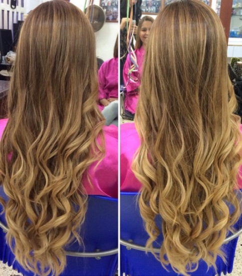 Waist Length Ombre Curls- Soft ombre hairstyles