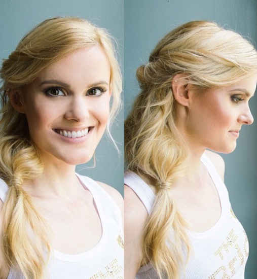 Wavy Free-Flowing Messy Ponytail- Side ponytail hairstyles