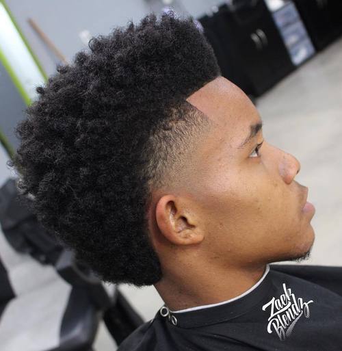 Faded Mohawk Curly Hairstyles for Black Men