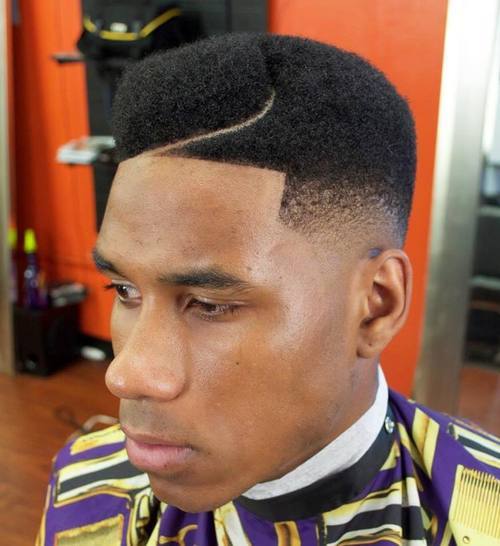 Curly Hairstyles for Black Men with curved part