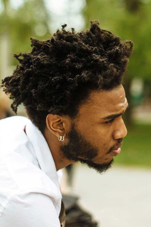 Medium spiked Curly Hairstyles for Black Men