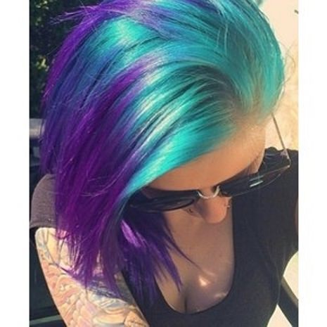 With the Blend of Sky Blue Lavender Ombre Hair and Purple Ombre