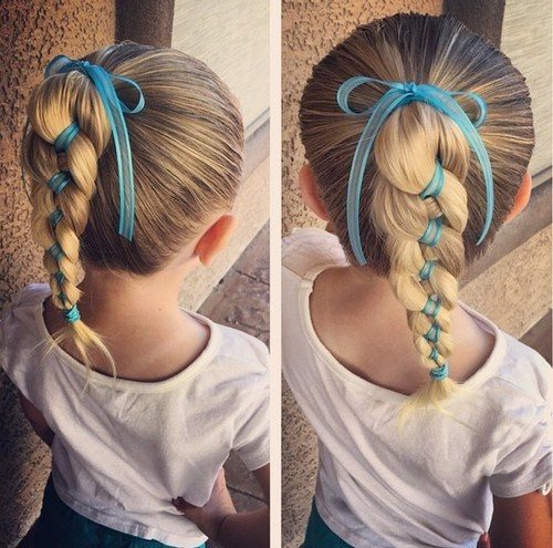 Braided Pony with Ribbon ponytails for girls