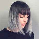 Grey Ombre with Front Bangs Long Bob Haircuts