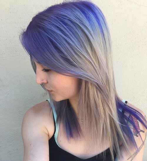 Lavender with Blonde in Middle Lavender Ombre Hair and Purple Ombre