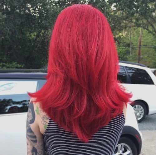  Color them Red V-cut and U-cut hairstyles
