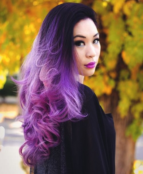 On Black Hair Lavender Ombre Hair and Purple Ombre