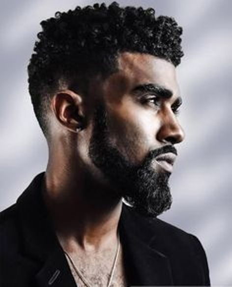 Curls with a Beard Black Men Hairstyles