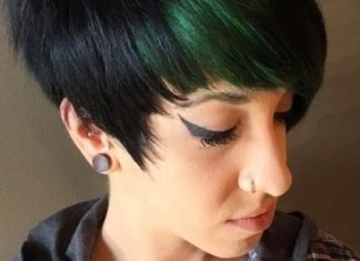 Top 15 Colorful Pixie Cuts Black Pixie cuts with a Hint Of Green