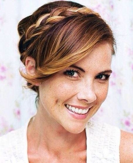 Braided Crown with Bangs- Side swept bangs