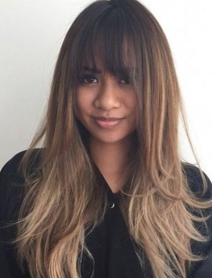 Brown Ombre long hairstyles with bangs