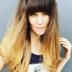Brown to Golden Long Hairstyles with bangs