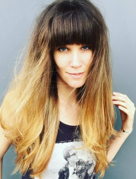 Brown to Golden Long Hairstyles with bangs