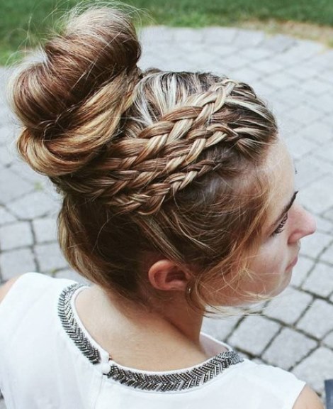 Bun and Side Braid Updo