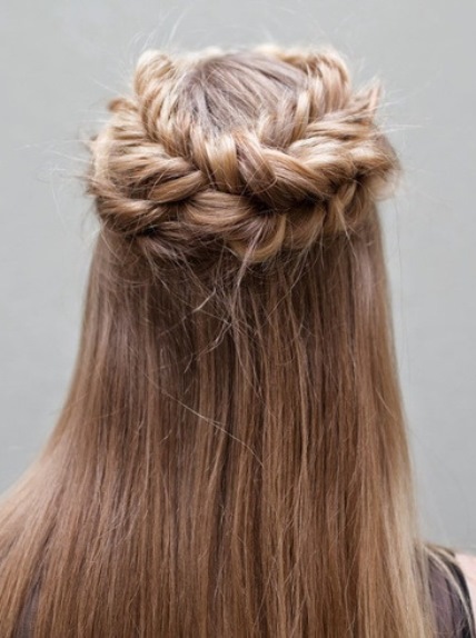 Thick Crown Braid with Bouffant- Crown braids