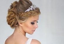 20 Iconic Bridal Hairstyles Curly Hairdo with a Bouffant and a Lace Braid- Bridal hairstyles