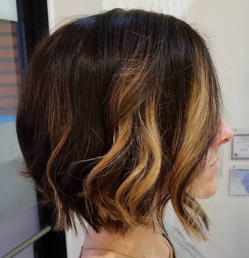 Disheveled Bob with Highlights- Medium bob hairstyles