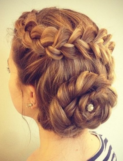 Dutch Braided Prom Bun hairstyles for prom