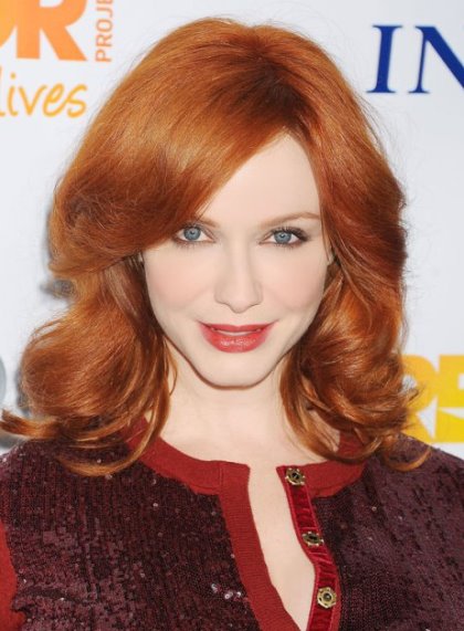 Fiery Red Bangs- Side swept bangs