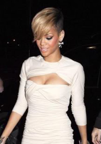 Flirty Bangs with Undercut Hairstyle- Rihanna's short hairstyles