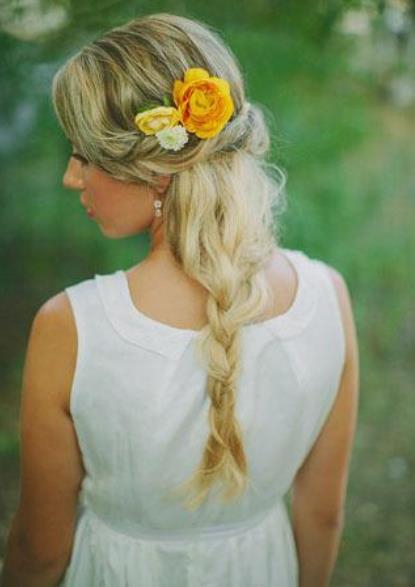 Floral Braid wedding hairstyles for long hair