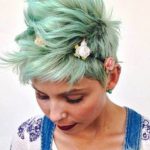 Funky Pastel Green Pixie- Long pixie hairstyles