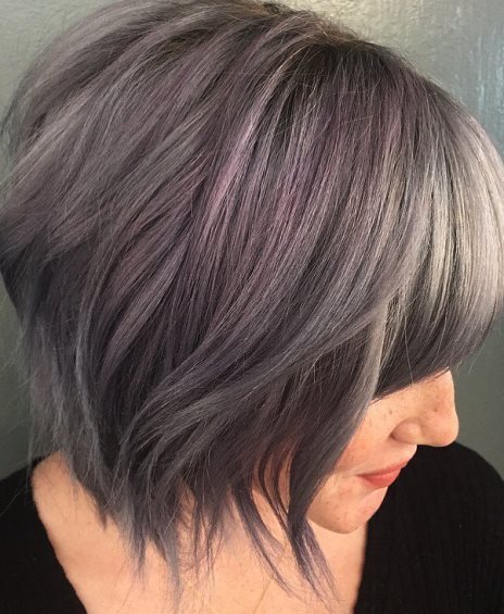 Gray Purple Bob Haircut