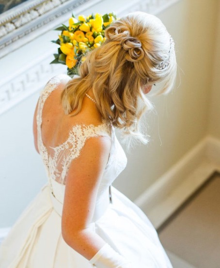 Half Up and Half down Hairstyle with Fancy Knot- Half up and half down wedding hairstyles
