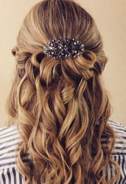 Half Updo with Curls- Bridal hairstyles